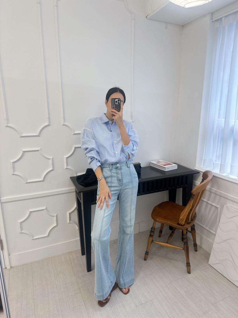 SOUIT韓國東大門代購女士新品熱賣職業時尚26春夏牛仔褲喇叭SOUIT by mabel-L牛仔褲