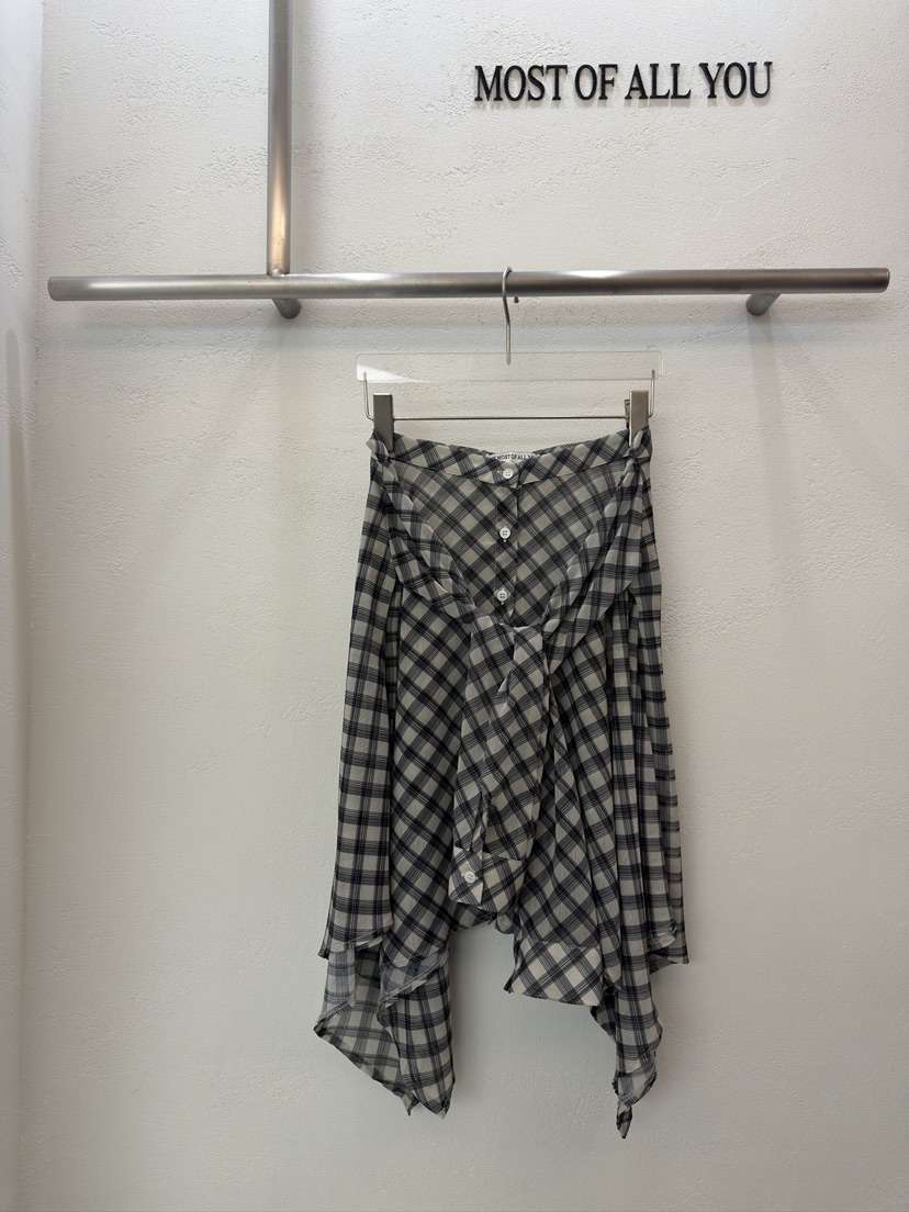 MOST OF ALL U韓國直郵女士新款26春夏半身裙中短裙格子MOST OF ALL U半身裙/中短裙