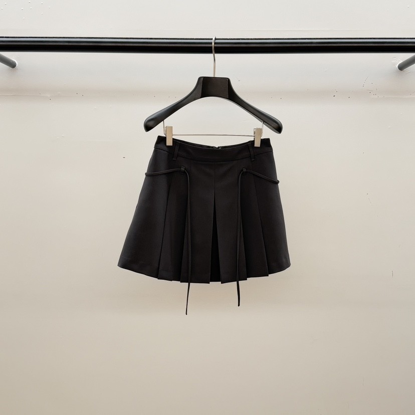 ID韓國東大門直郵女裝新品休閑時尚職業人氣短裙含腰繩褶皺ID短裙