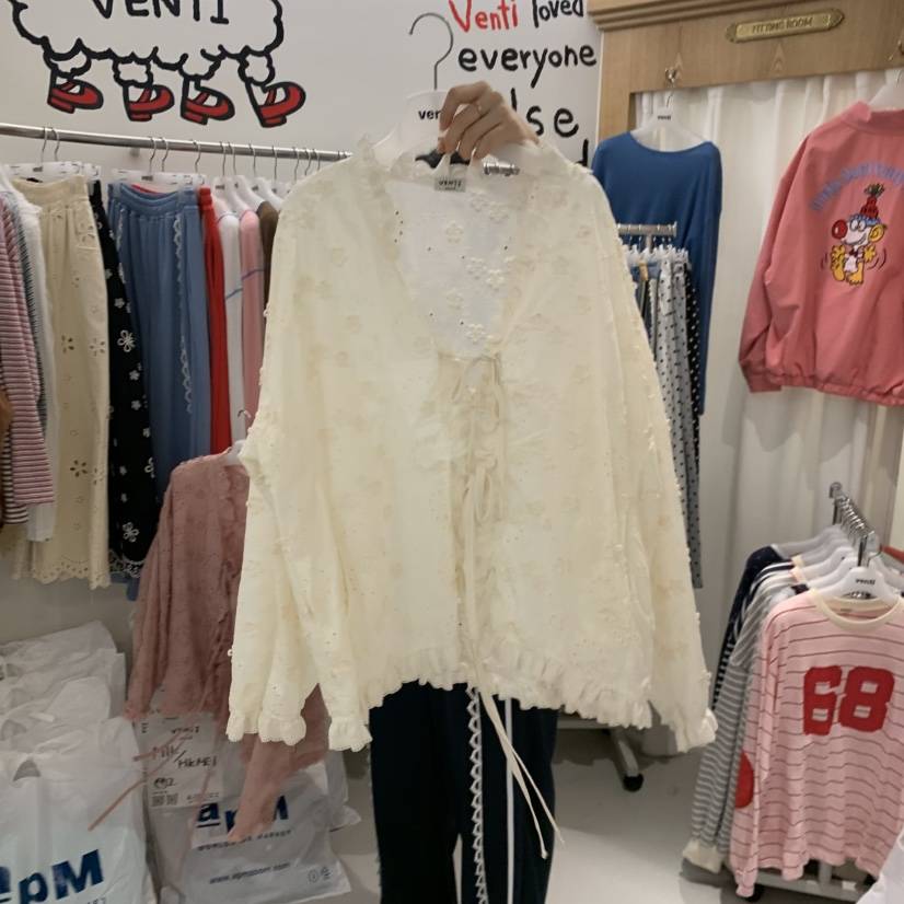 VENTI韓國代購女裝新品時尚職業推薦熱賣襯衫蕾絲衫蕾絲開衫VENTI襯衫/蕾絲衫