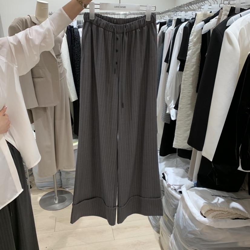 LOVE SOME韓國東大門代購女裝新品人氣推薦休閑褲條紋紐扣LOVE SOME休閑褲
