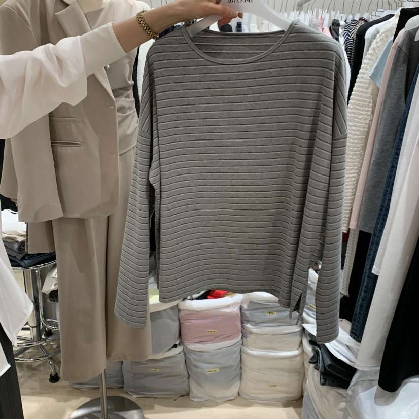 LOVE SOME韓國直郵實拍女士新款人氣推薦熱賣長袖T恤紐扣LOVE SOME長袖T恤