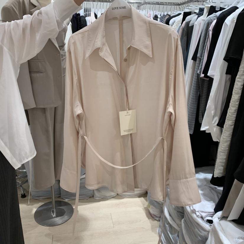 LOVE SOME韓國東大門直郵女裝新品熱賣襯衫蕾絲衫含腰繩絲質LOVE SOME襯衫/蕾絲衫