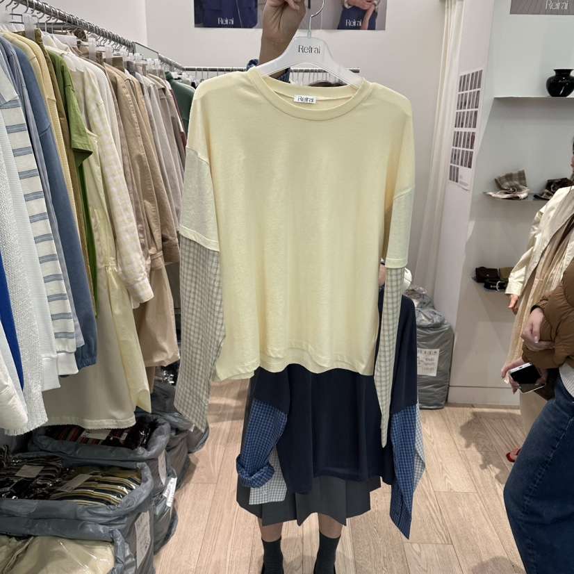 REIRAI韓國直郵女裝新品26春夏人氣職業休閑長袖T恤假兩件Reirai長袖T恤