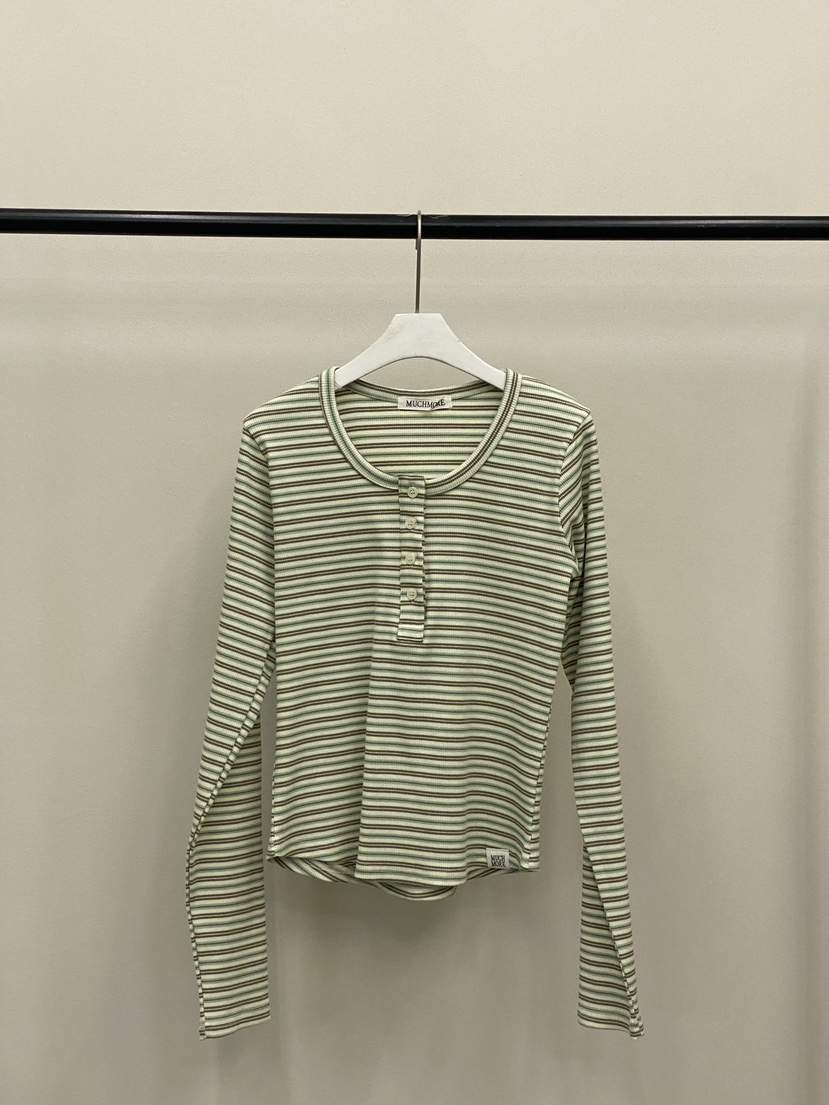 MUCH MORE/JACKPOT韓國直郵女士新款推薦休閑長袖T恤紐扣MUCH MORE/JACKPOT長袖T恤