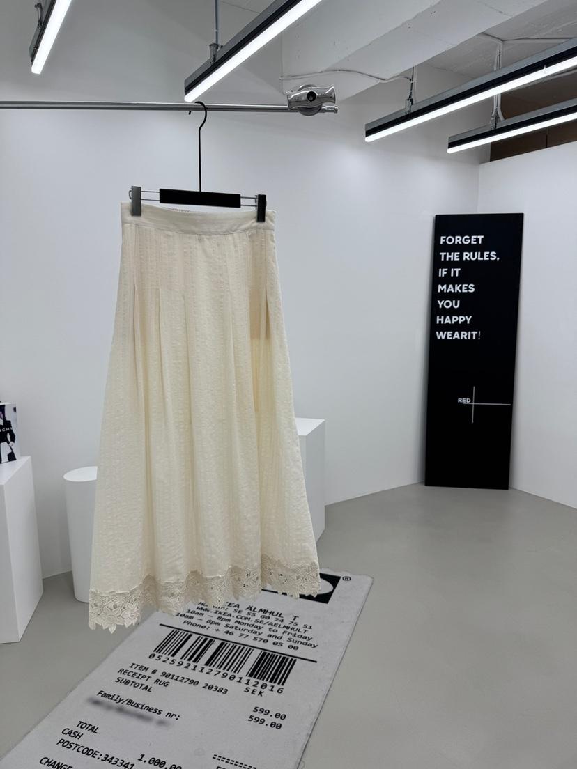 RED-A韓國東大門直郵女裝新款推薦熱賣休閑長裙蕾絲褶裥RED-A長裙