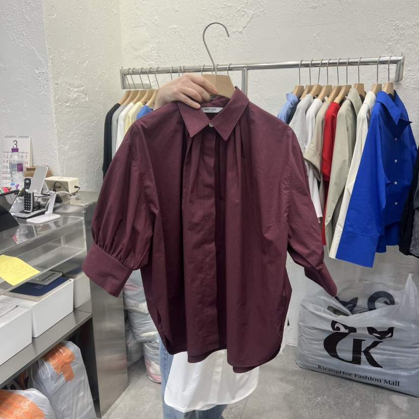 DA YLOG韓國直郵女裝新款26春夏熱賣休閑襯衫蕾絲衫褶皺DA YLOG襯衫/蕾絲衫