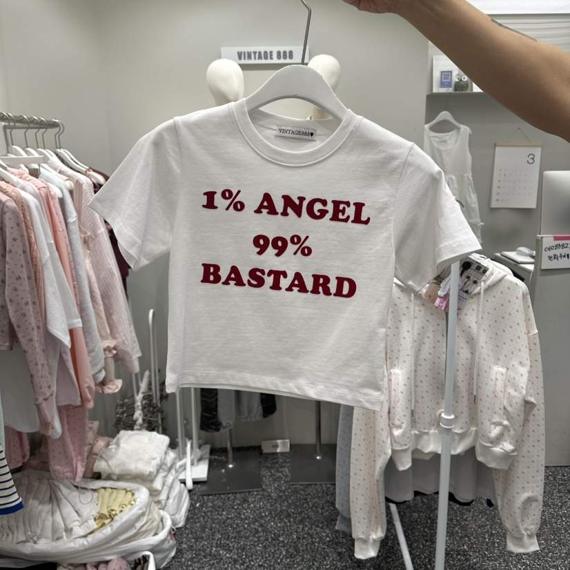 VINTAGE 888韓國東大門直郵女裝新品熱賣26春夏T恤天鵝絨短款VINTAGE888/TRIPLE EIGHTT恤