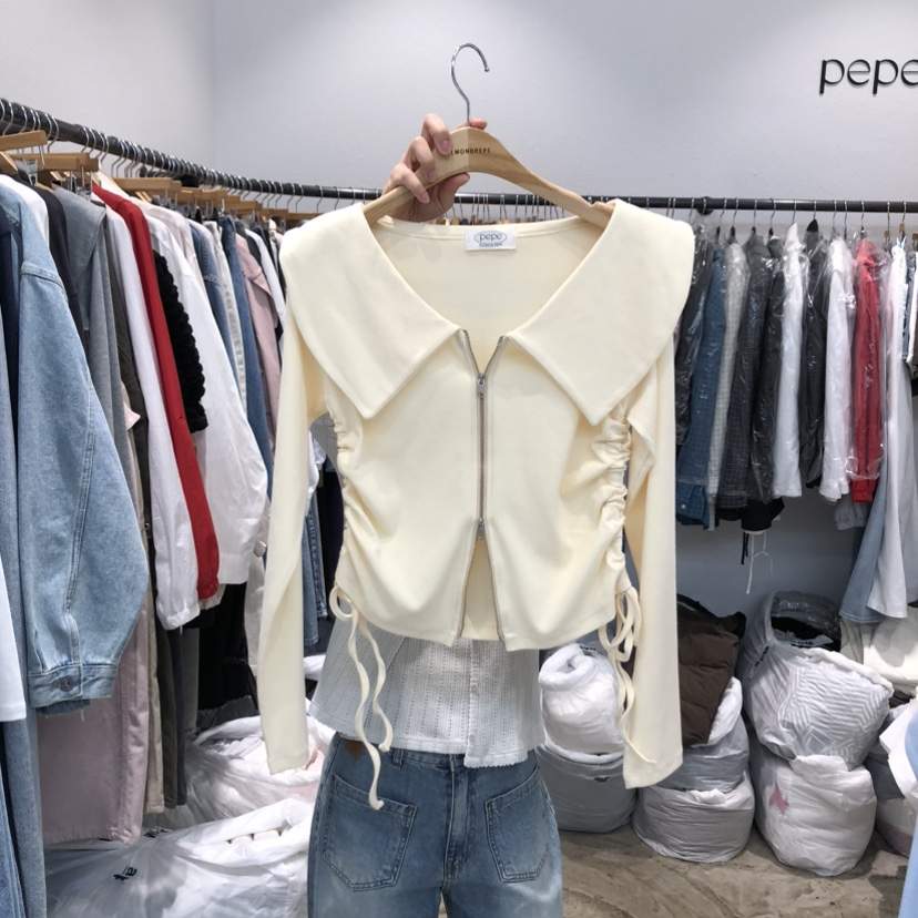 ALMOND PEPE韓國直郵女士新品休閑人氣26春夏長袖T恤拉鏈ALMOND PEPE長袖T恤