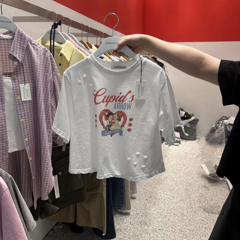 ATPZ韓國直郵女士新款職業熱賣人氣休閑時尚26春夏推薦T恤ATTENTION PLEAEST恤