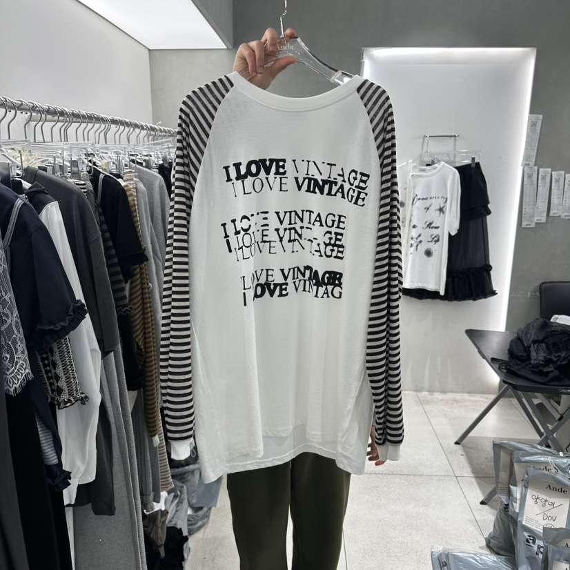 ANDE韓國東大門直郵女士新款推薦熱賣時尚26春夏長袖T恤復古Ande長袖T恤