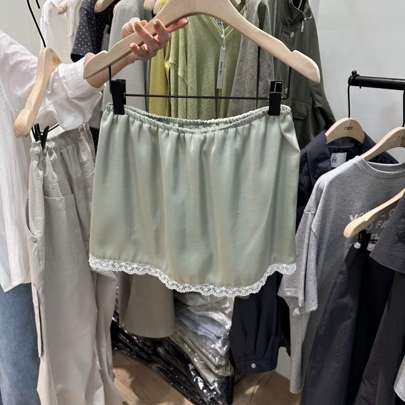 ORE-P韓國直郵實拍女士新款休閑職業時尚短裙不含腰帶緞面ORE短裙