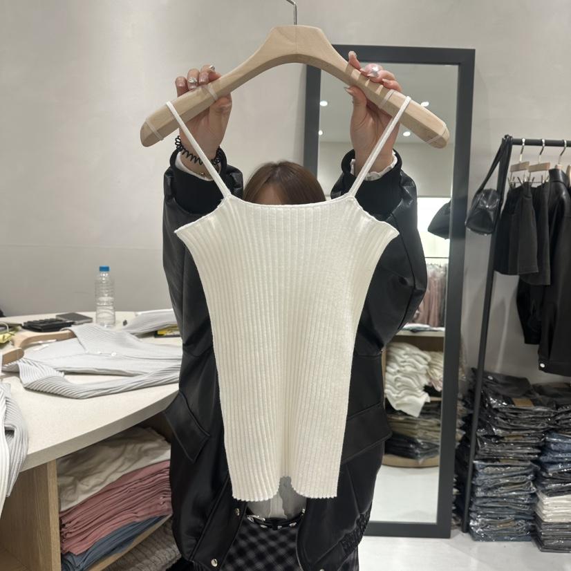 AURA韓國直郵女裝新品時尚職業推薦人氣休閑吊帶背心羅紋Au ra吊帶/背心