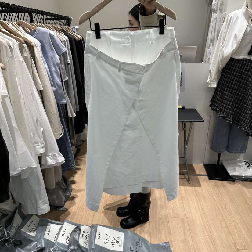 ORE-P韓國東大門直郵女裝新品26春夏職業推薦熱賣長裙雙層ORE長裙