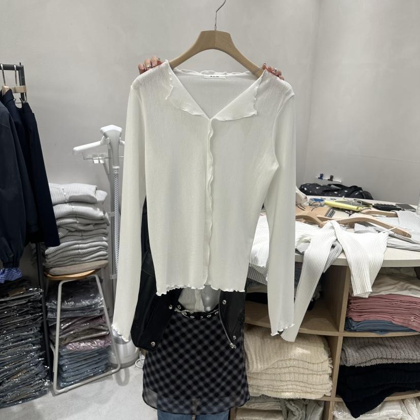 AURA韓國直郵實拍女士新品職業休閑時尚熱賣人氣推薦長袖T恤Au ra長袖T恤