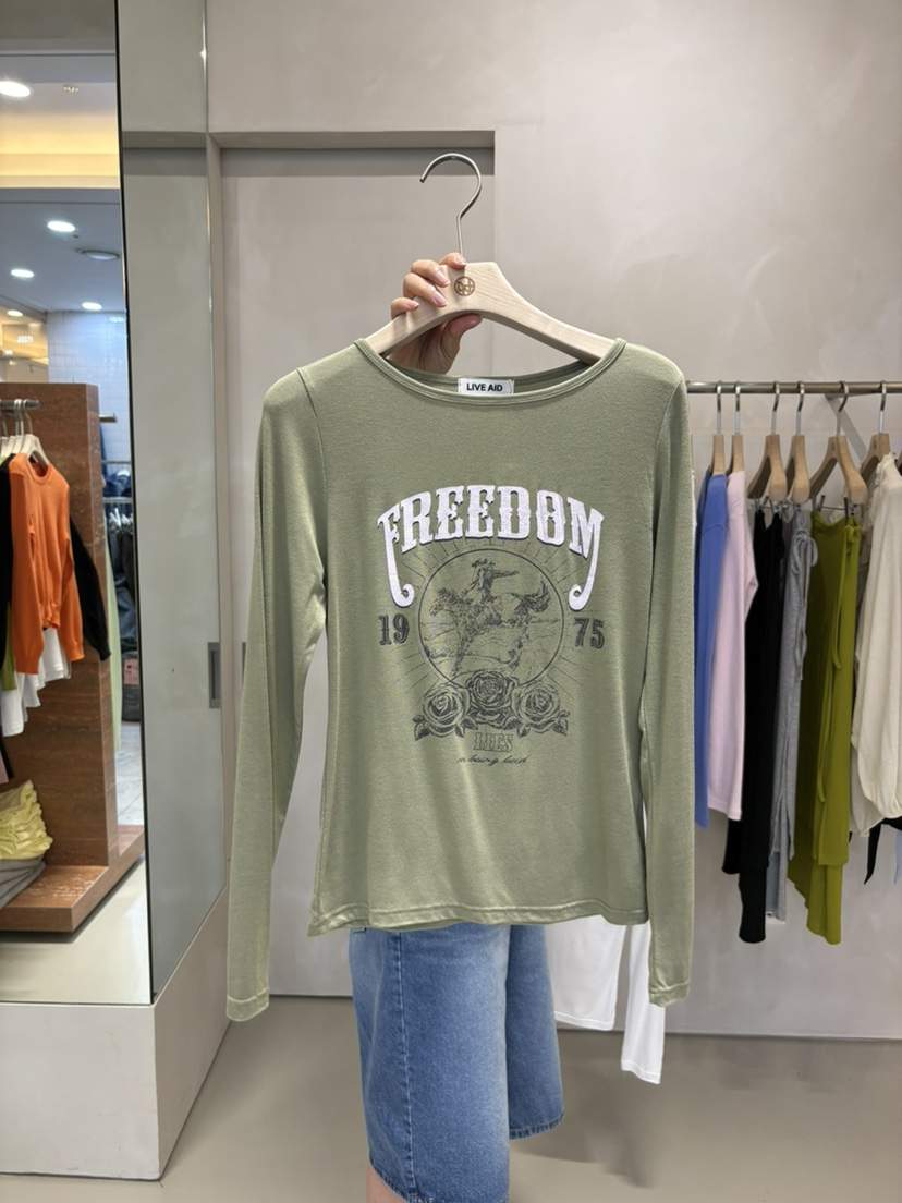 LIVE AID-P東大門代購女士新品真品職業時尚人氣長袖T恤LIVE AID-P長袖T恤
