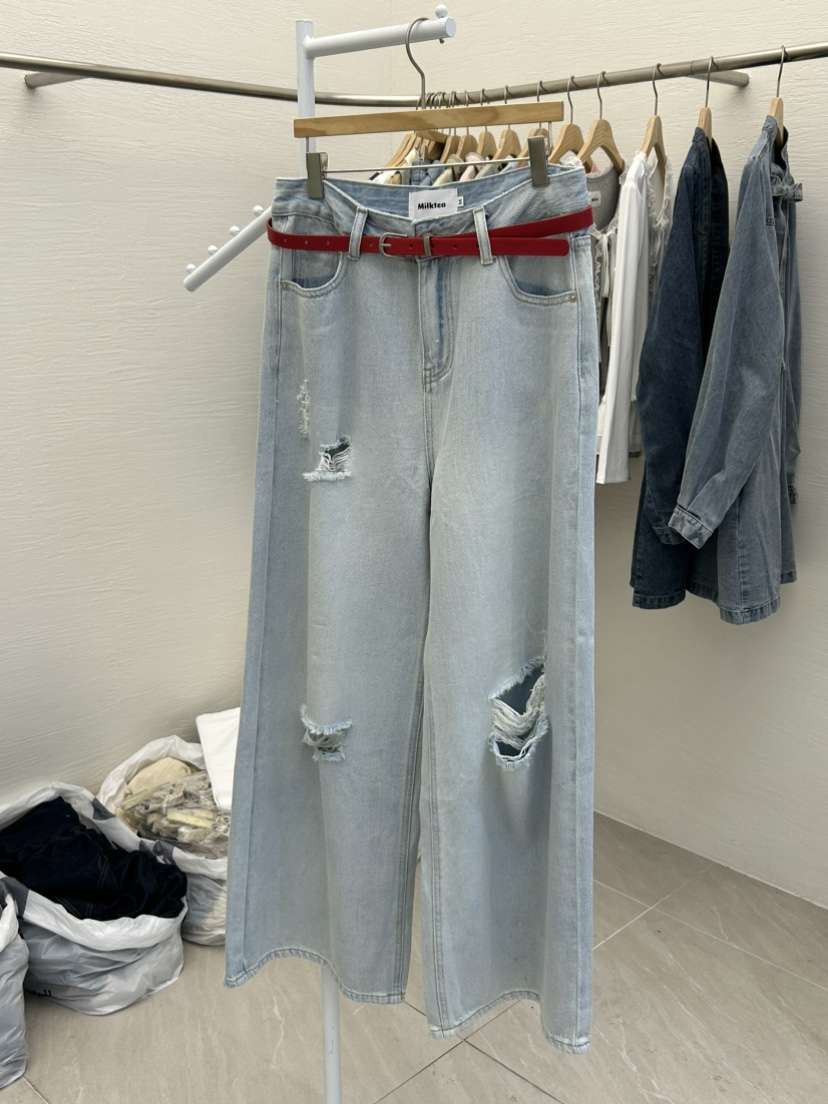 MILK TEA韓國直郵女裝新品26春夏職業熱賣牛仔褲不含腰帶MILK TEA牛仔褲