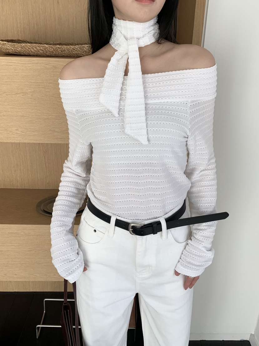 BLACK PIG東大門實拍女裝新品時尚真品人氣長袖T恤含圍巾VIVIAN_LEE長袖T恤