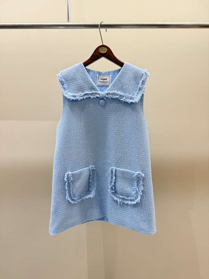 CAMEL-P東大門實拍女裝新品熱賣連衣裙不含內搭粗花呢紐扣Came_l 家連衣裙