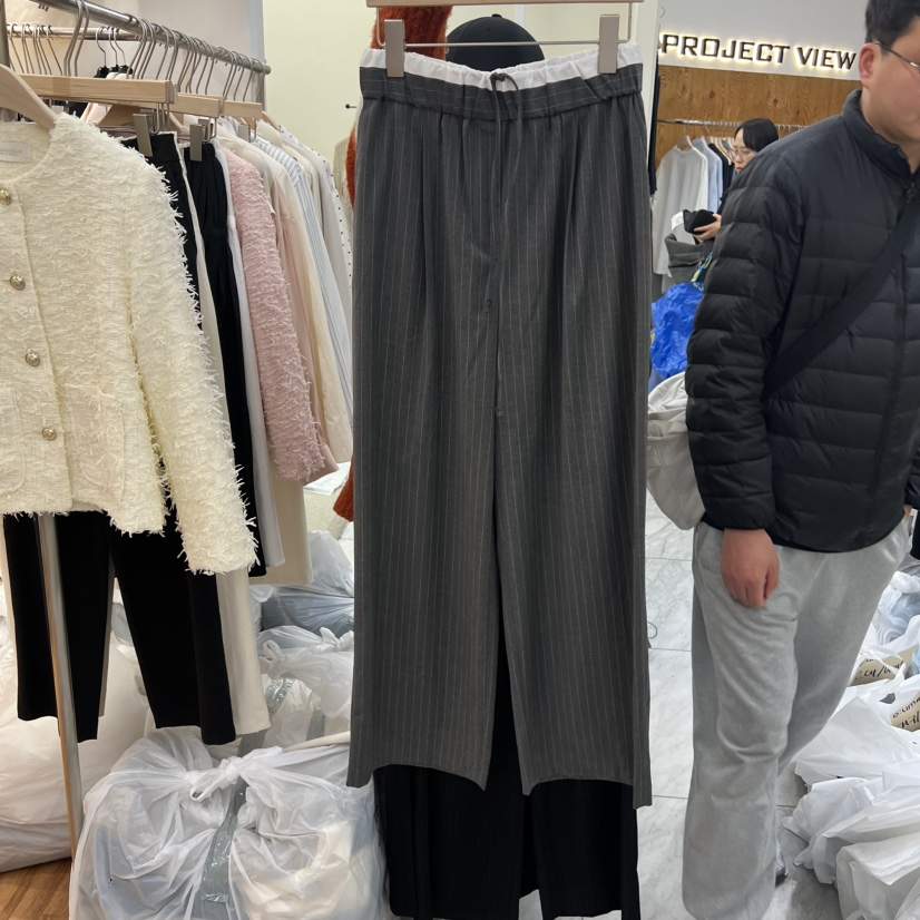 MADEMOISELL韓國直郵實拍女士新款休閑推薦職業休閑褲條紋MADEMOISELL休閑褲