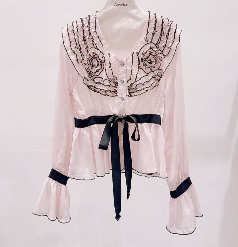 AWESOME-P韓國東大門代購女裝新款26春夏推薦襯衫蕾絲衫AWESOME-P襯衫/蕾絲衫