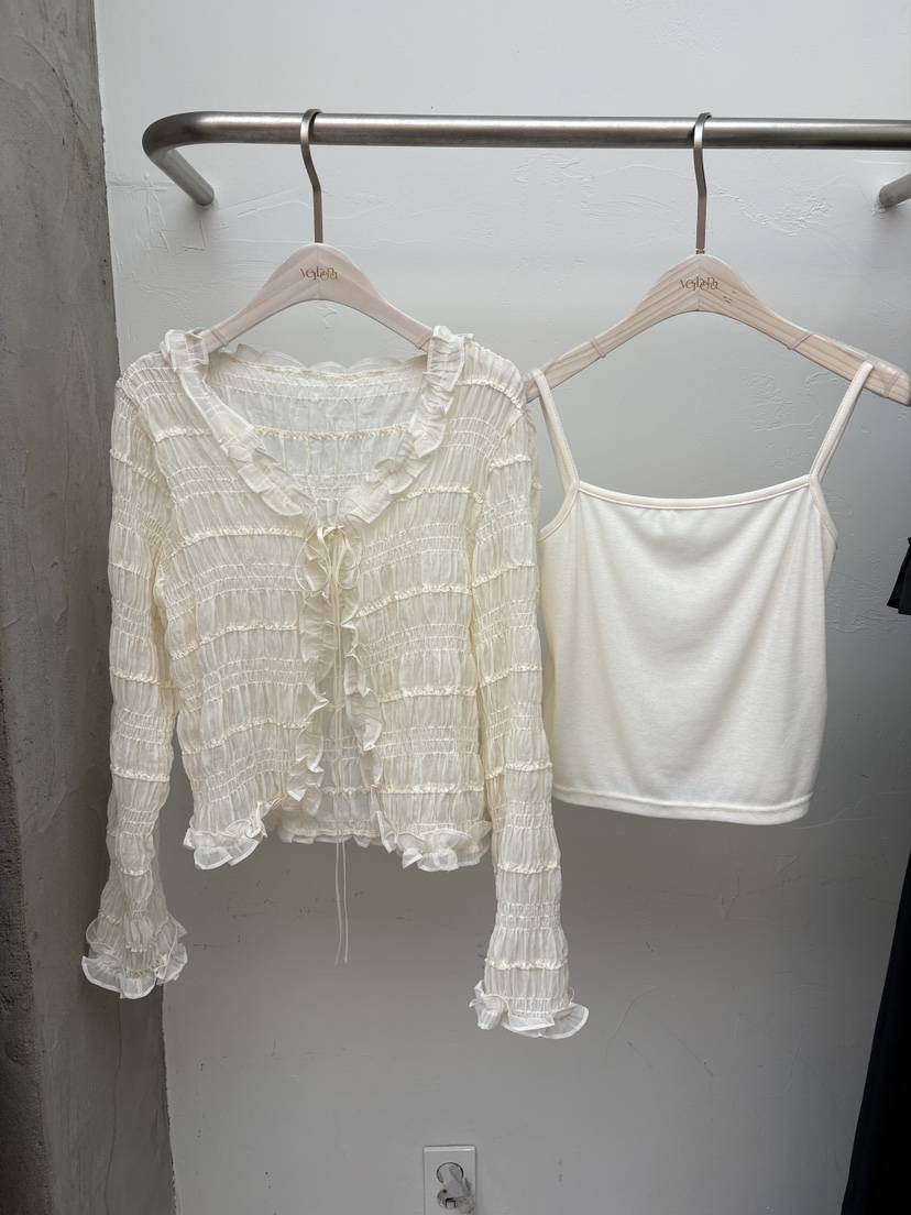 Verbena韓國直郵女裝新款休閑職業熱賣套裝荷葉邊套裝開衫Verbena套裝