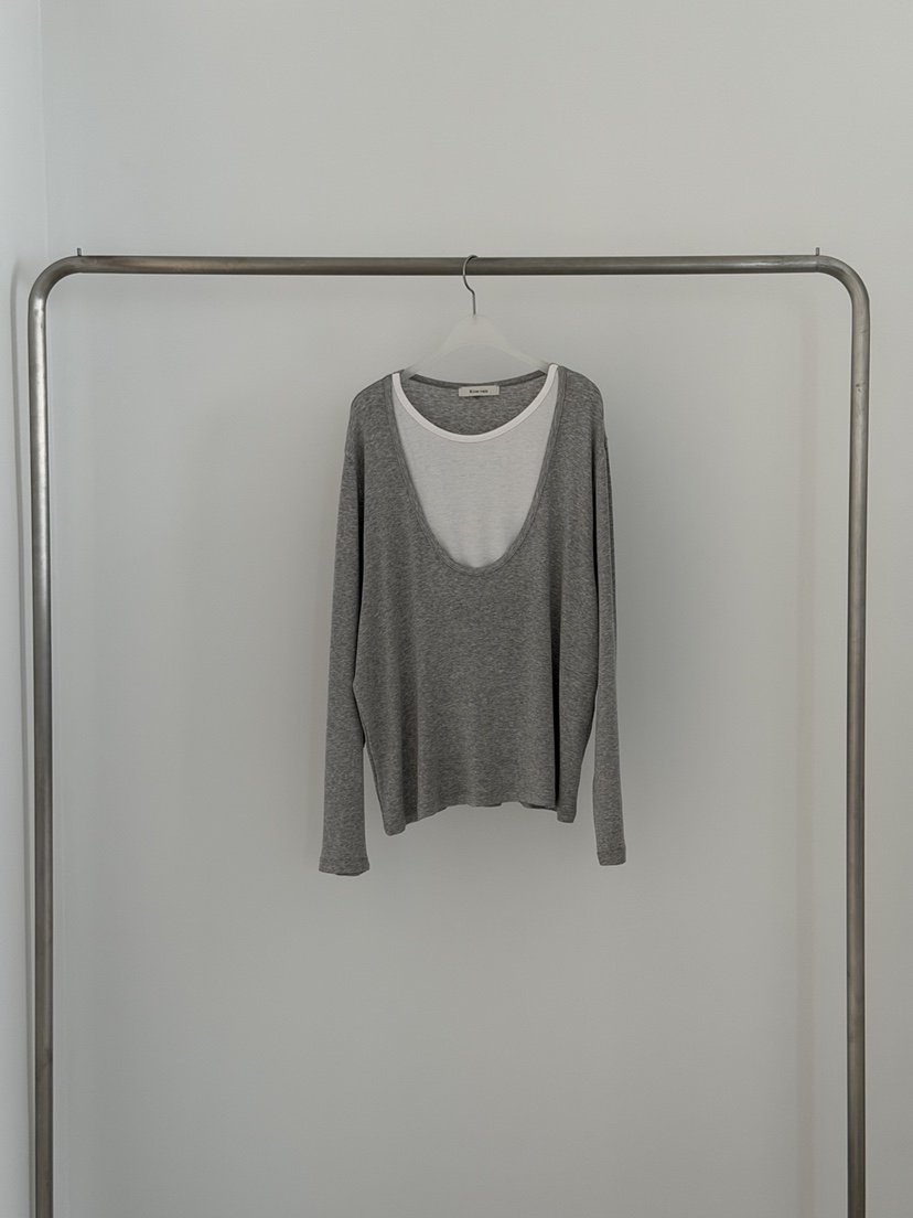 RIVER RAIN韓國代購女裝新品休閑推薦人氣長袖T恤假兩件RIVER RAIN長袖T恤