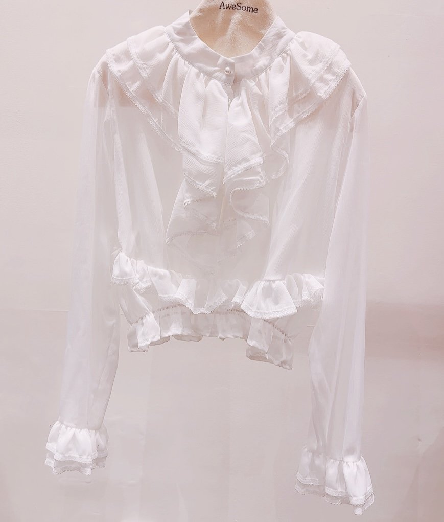 AWESOME-P韓國東大門直郵女士新款熱賣26春夏襯衫蕾絲衫AWESOME-P襯衫/蕾絲衫