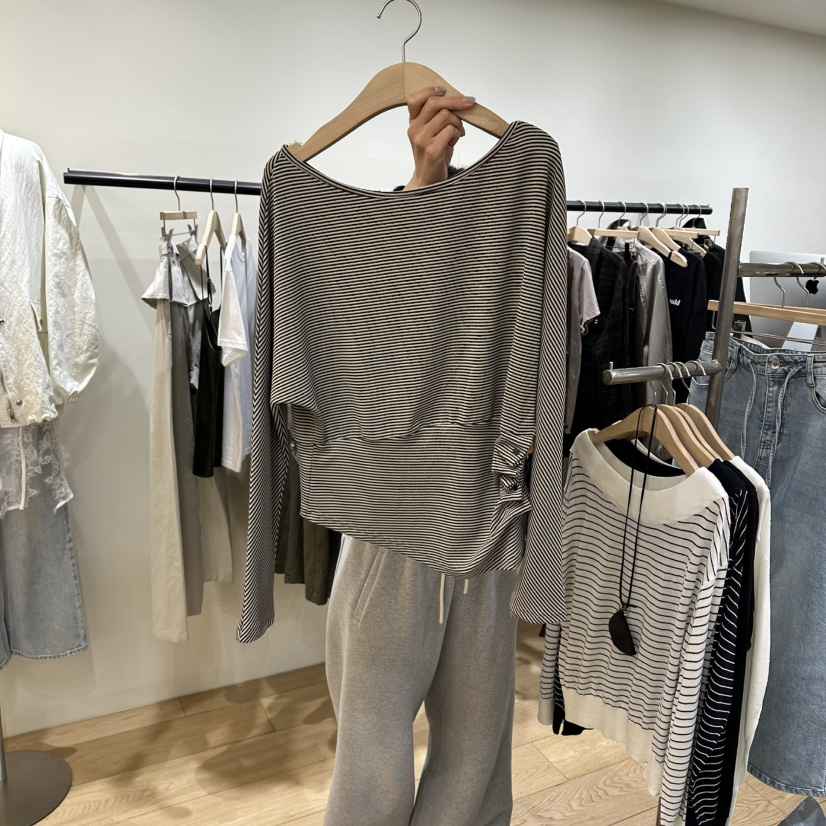 WINSOME韓國代購女裝新款時尚推薦休閑長袖T恤不含飾品褶皺WINSOME長袖T恤