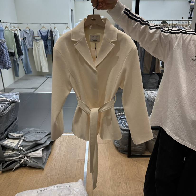 aube nunt韓國代購女裝新款休閑職業人氣時尚夾克含腰帶aube nunt夾克