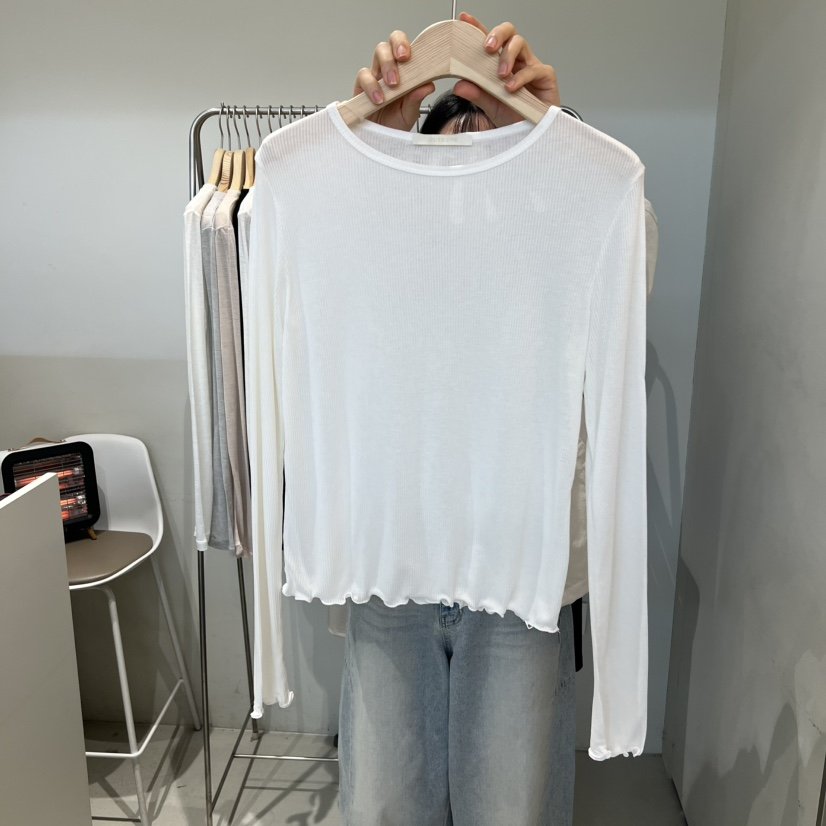 OUTRENE韓國代購女士新款休閑熱賣職業時尚推薦長袖T恤絲綢OUTRENE長袖T恤