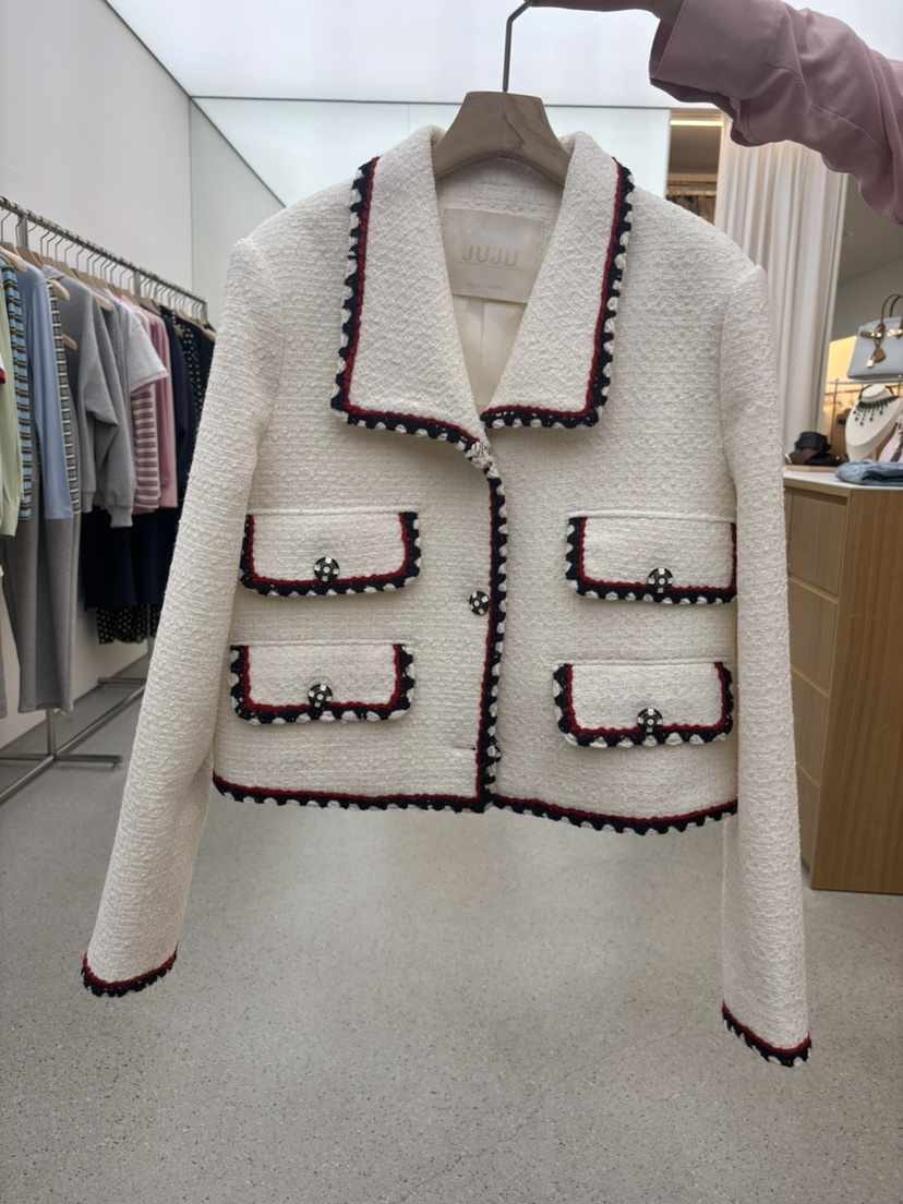 JUJU韓國直郵女裝新款26春夏推薦人氣熱賣真品夾克粗花呢JUJU夾克