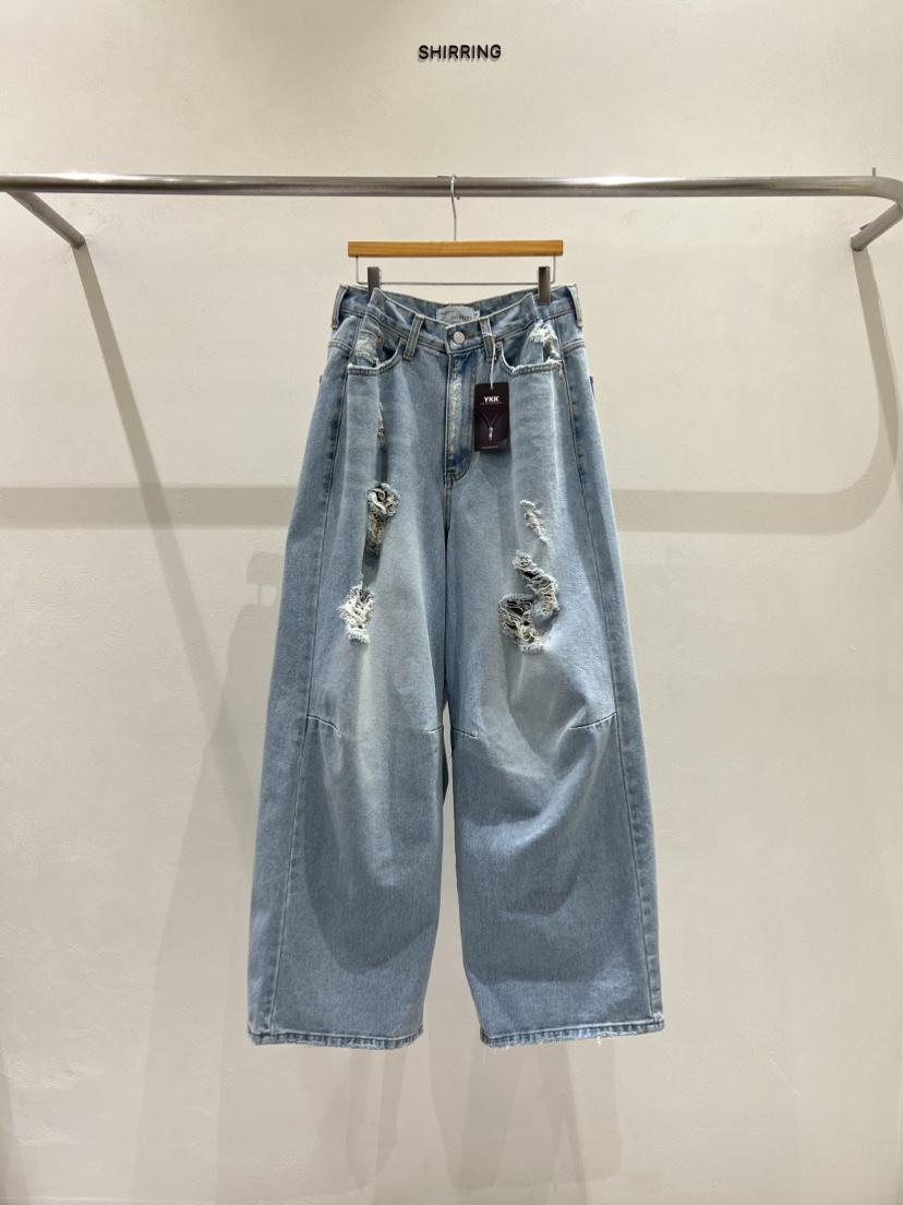 SHIRRING韓國東大門代購女裝新品推薦職業熱賣牛仔褲絎縫SHIRRING牛仔褲