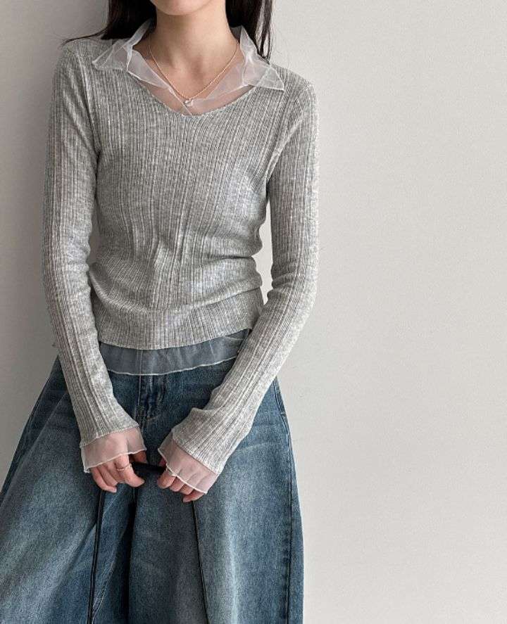 STAY HERE韓國直郵女裝新款熱賣休閑職業真品針織衫蕾絲STAY HERE針織衫