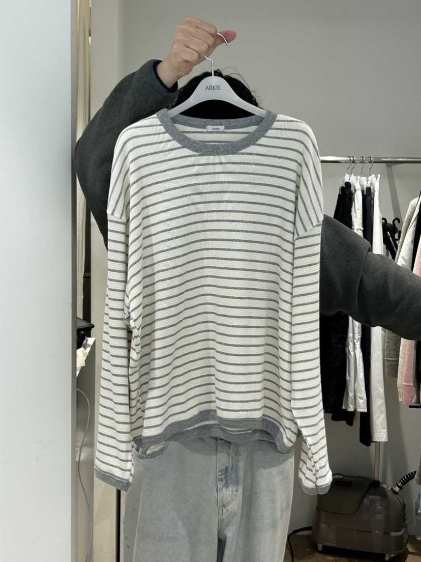 ARKIE/TAF韓國東大門直郵女裝新品職業人氣長袖T恤華夫格ARKIE/TAF長袖T恤