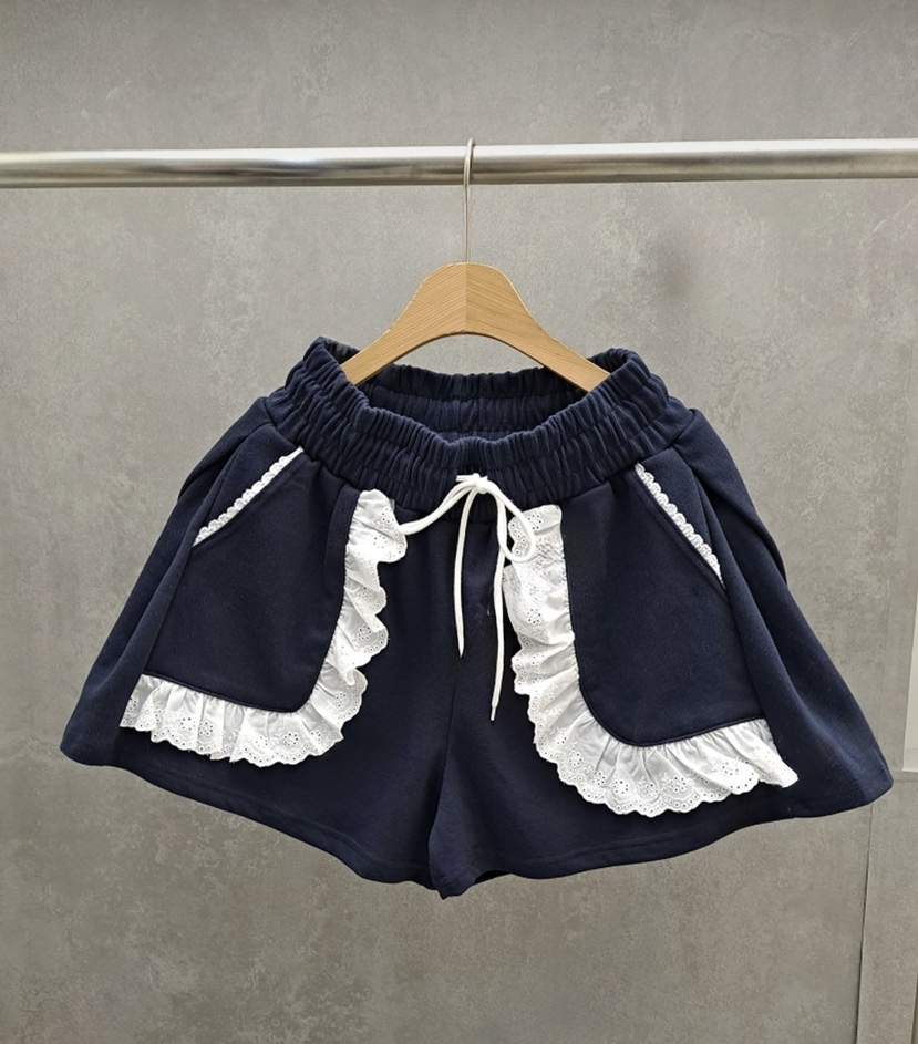 A-CUT韓國直郵女裝新款休閑時尚推薦真品人氣短褲荷葉邊A-CUT短褲