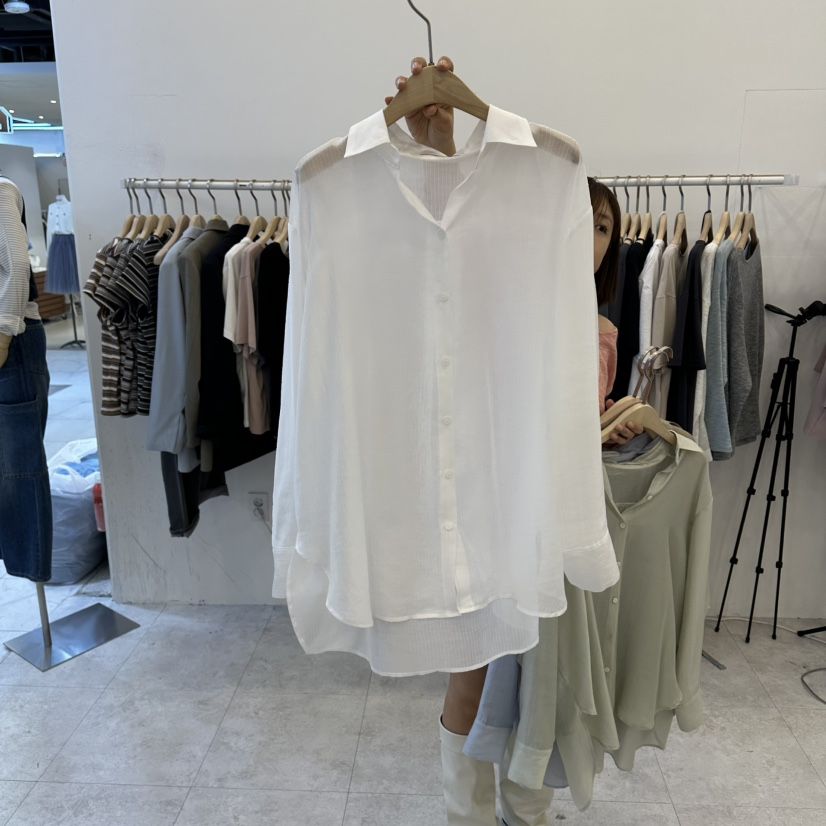 FUNNY POWDER韓國直郵女士新品職業26春夏休閑襯衫蕾絲衫THE FUNNY襯衫/蕾絲衫