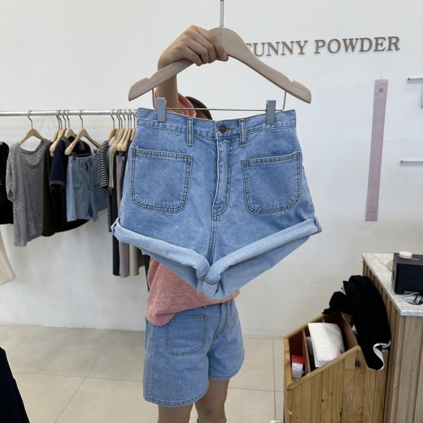 FUNNY POWDER韓國代購女士新款真品職業熱賣時尚短褲口袋THE FUNNY短褲