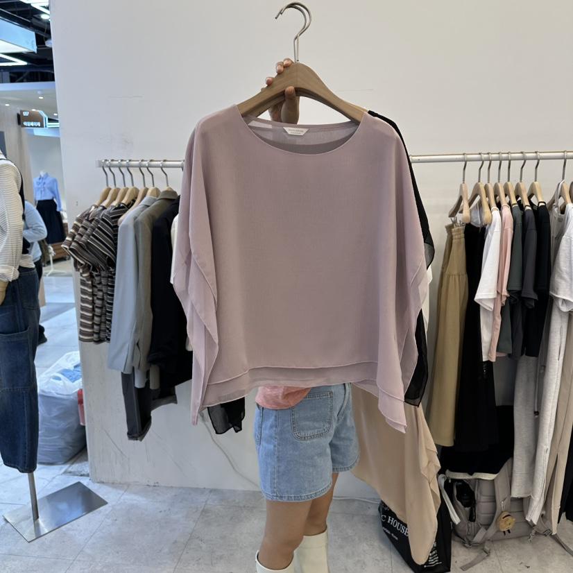 FUNNY POWDER韓國直郵女裝新品職業推薦時尚襯衫蕾絲衫透明THE FUNNY襯衫/蕾絲衫