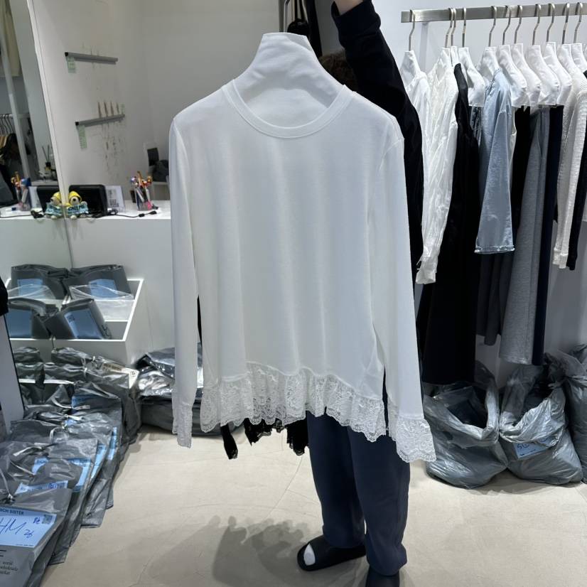 RICH SISTER韓國東大門直郵女裝新品26春夏長袖T恤棉質蕾絲RICH SISTER長袖T恤