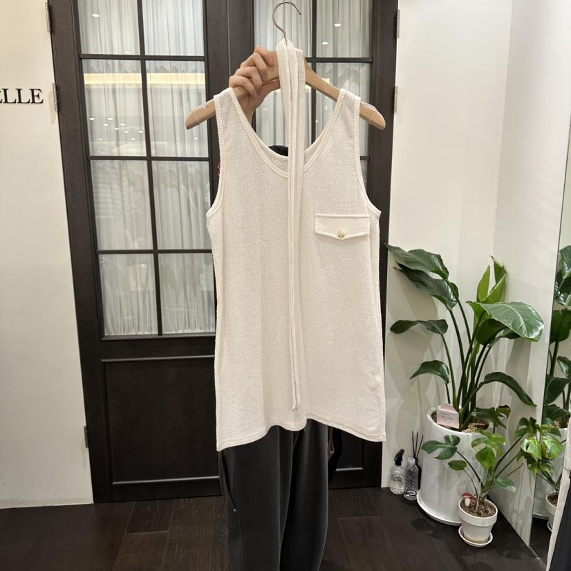 VIBELLE韓國東大門直郵女裝新款26春夏吊帶背心含腰帶亞麻布口袋VIBELLE吊帶/背心