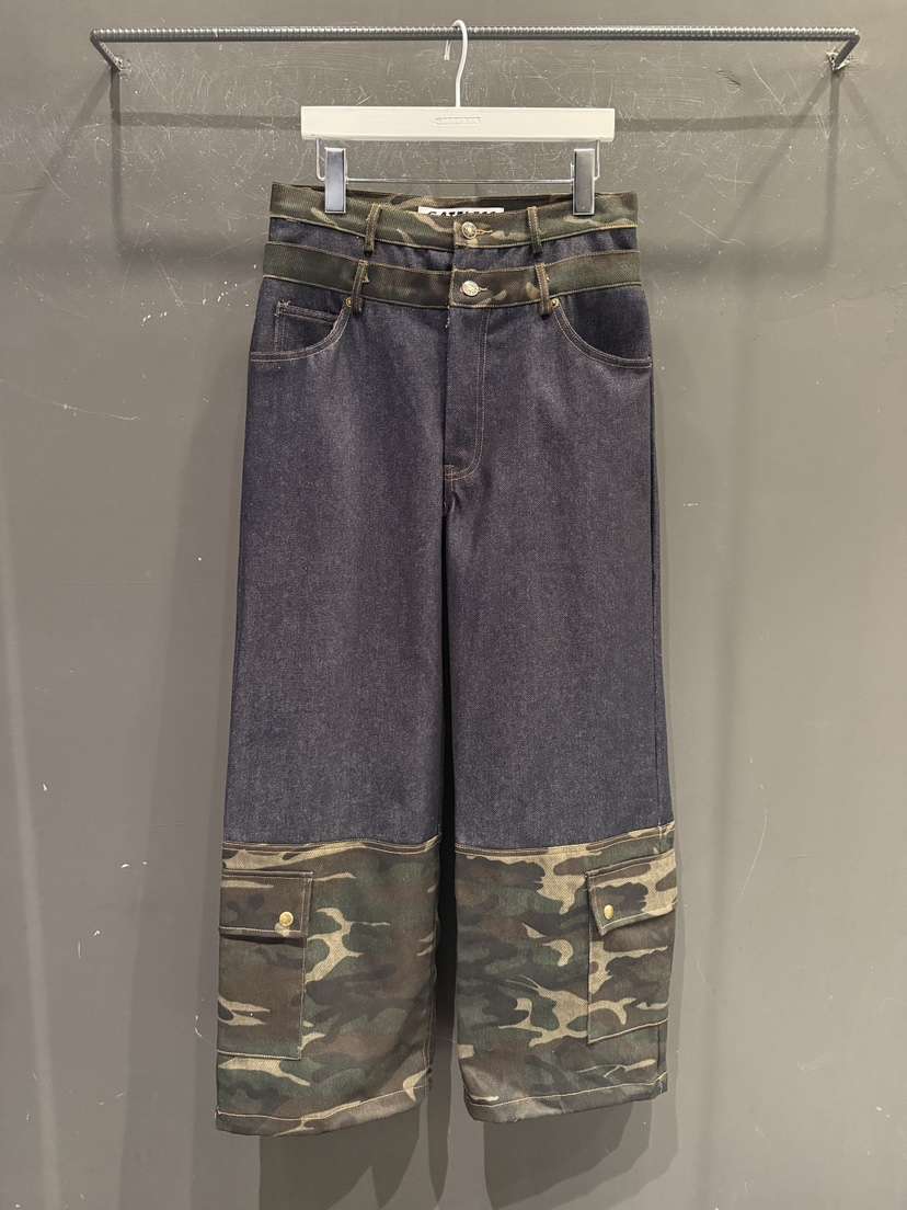 GATELESS韓國代購女士新品人氣熱賣時尚推薦牛仔褲迷彩雙層GATELESS牛仔褲
