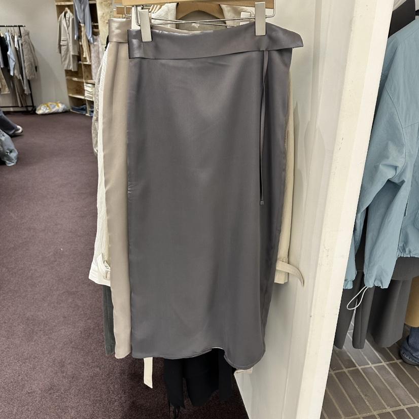 PITA/THEVERLIN韓國代購女裝新品熱賣時尚職業長裙褶皺緞面PITA/THEVERLIN長裙