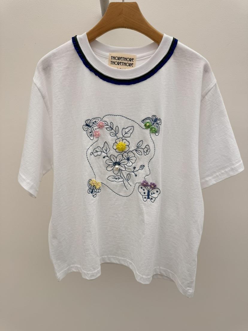 THORE韓國東大門直郵女士新款26春夏職業休閑熱賣T恤刺繡THORET恤