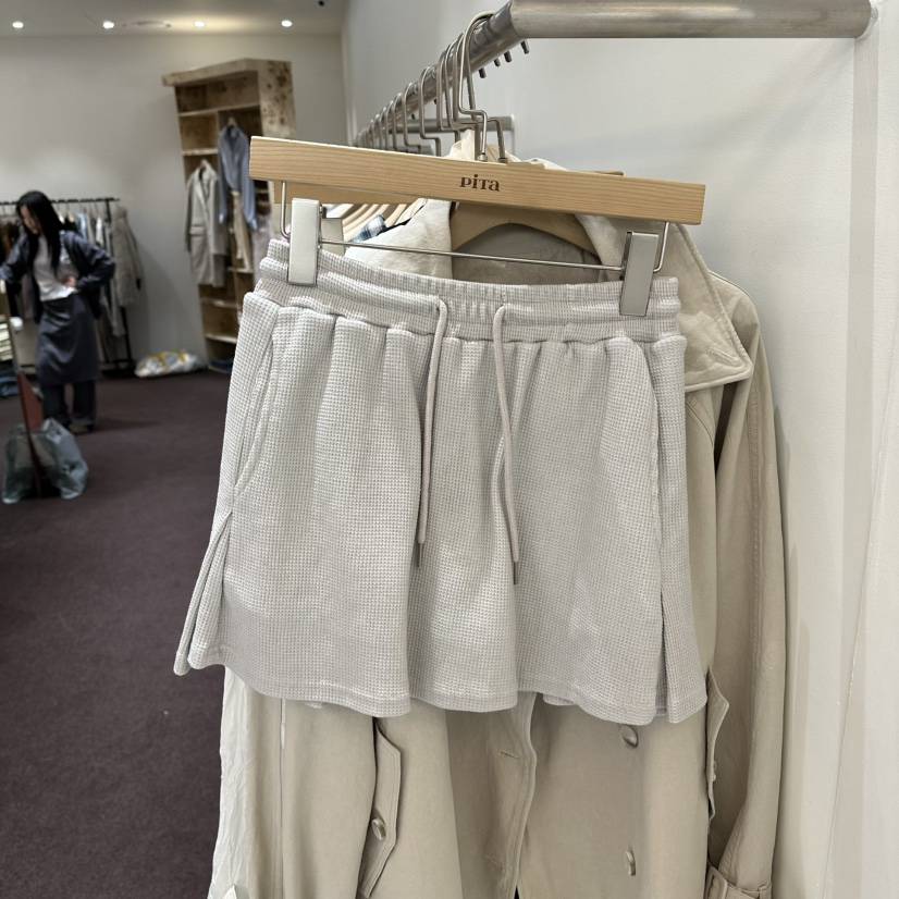 PITA/THEVERLIN韓國直郵實拍女士新款熱賣休閑短裙華夫格PITA/THEVERLIN短裙