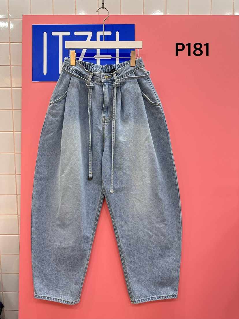 ITZEL韓國直郵女士新款職業熱賣推薦休閑時尚牛仔褲含腰繩ITZEL牛仔褲
