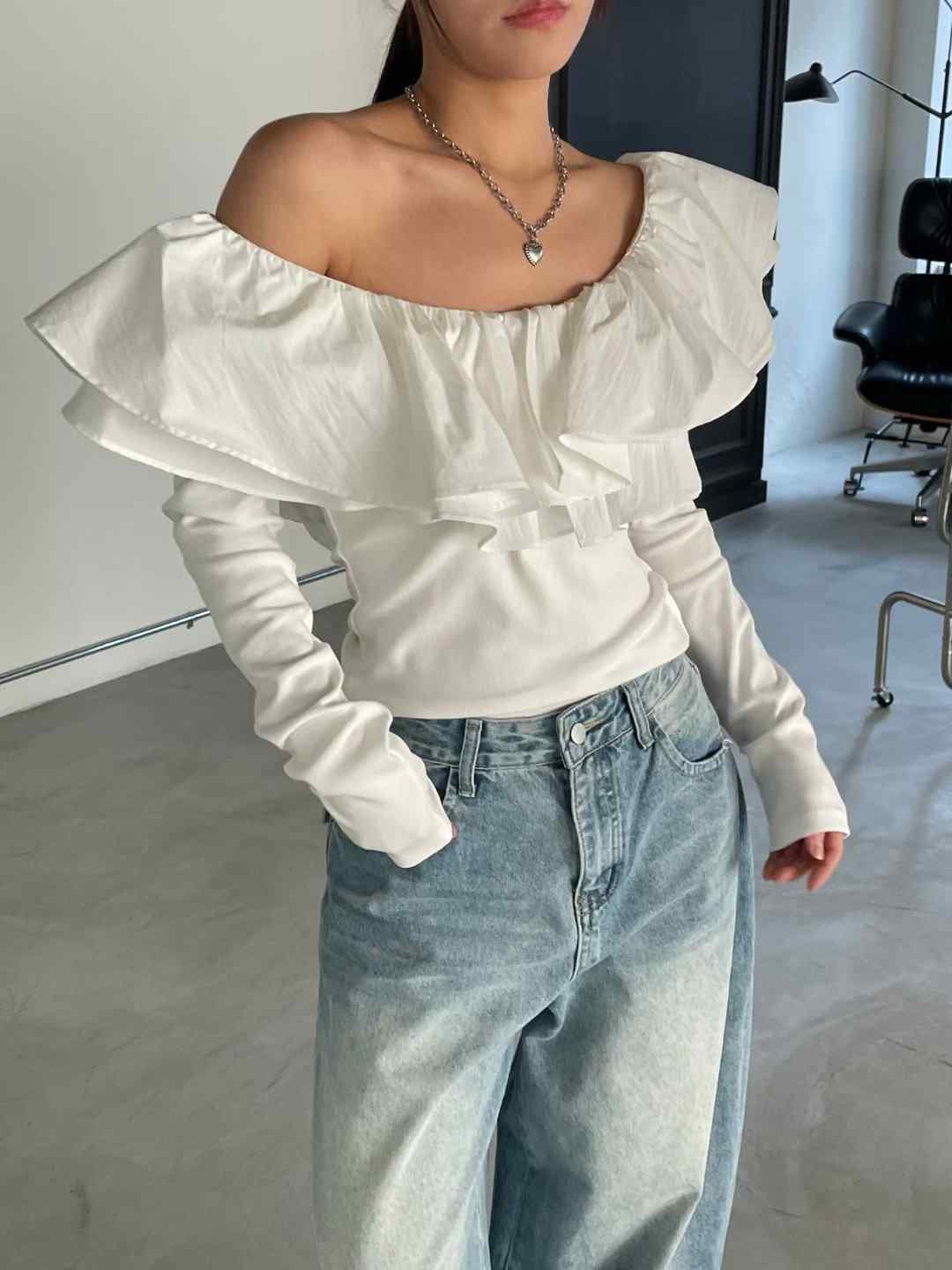 GGAEBI韓國代購女裝新品人氣熱賣休閑26春夏襯衫蕾絲衫雙層GGAEBI襯衫/蕾絲衫