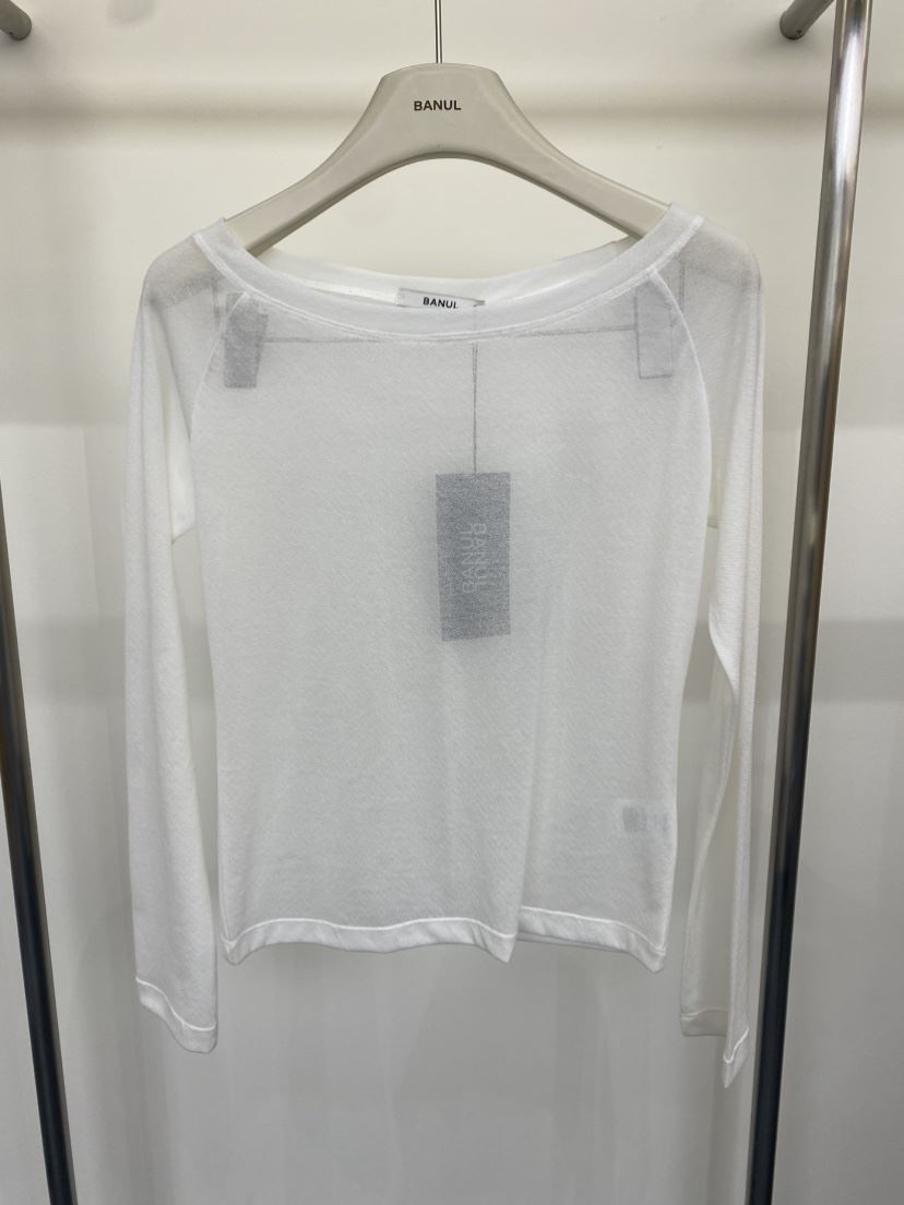 BANUL韓國直郵女士新款時尚休閑推薦真品長袖T恤透視露肩BANUL長袖T恤