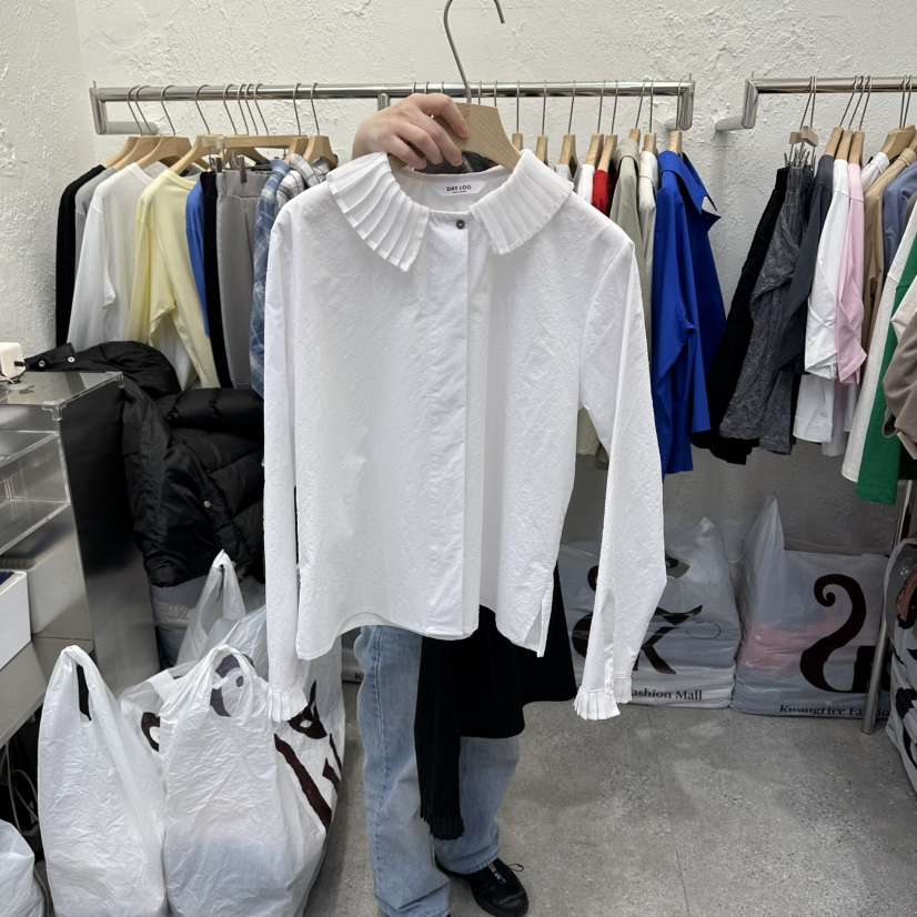 DA YLOG東大門代購女士新款人氣26春夏襯衫蕾絲衫荷葉邊雪紡DA YLOG襯衫/蕾絲衫