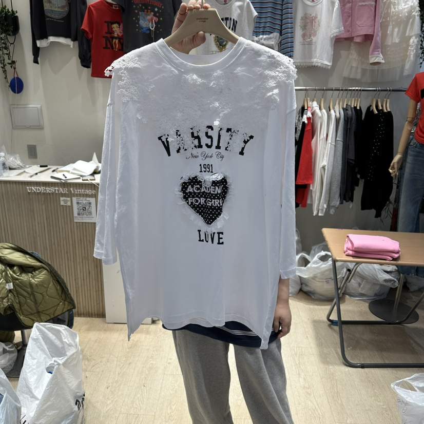 UNDERSTAR_VINTAGE韓國代購女士新款推薦熱賣職業T恤蕾絲UNDERSTAR_VINTAGET恤